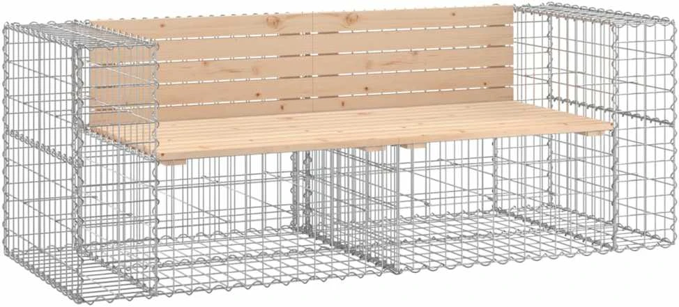 Sodo suoliukas, 184x71x65,5cm, pušies masyvas, gabiono dizaino