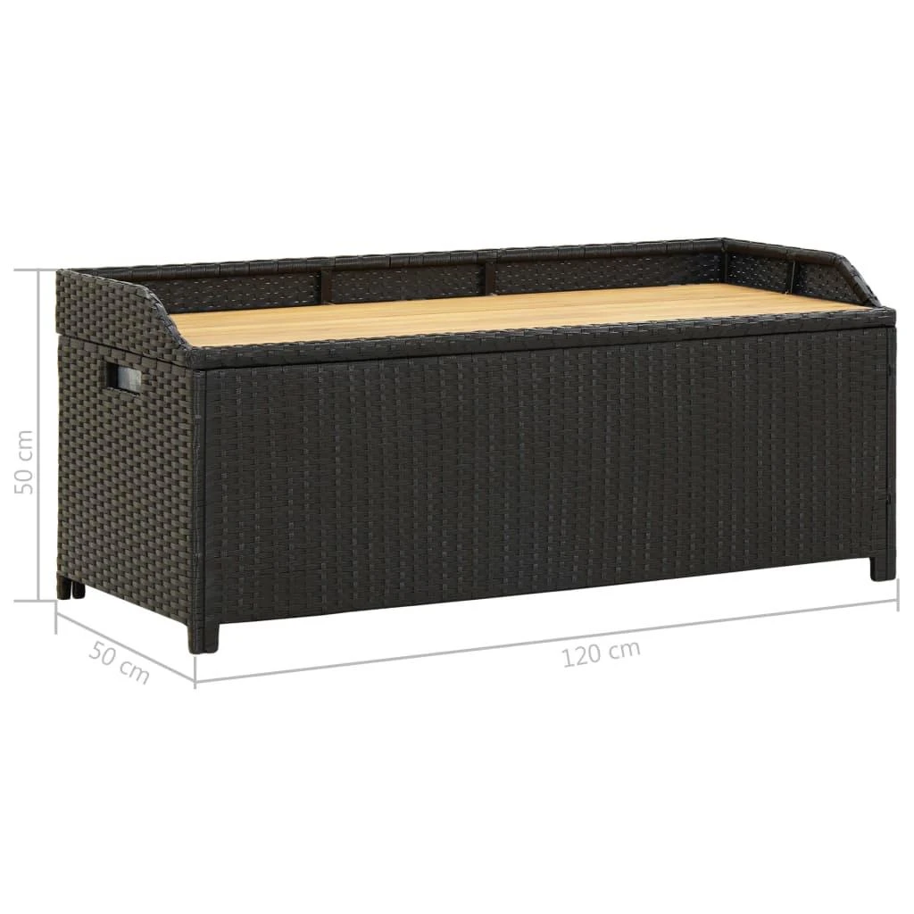 Sodo suoliukas-daiktadėžė, juodos spalvos, 120cm, poliratanas