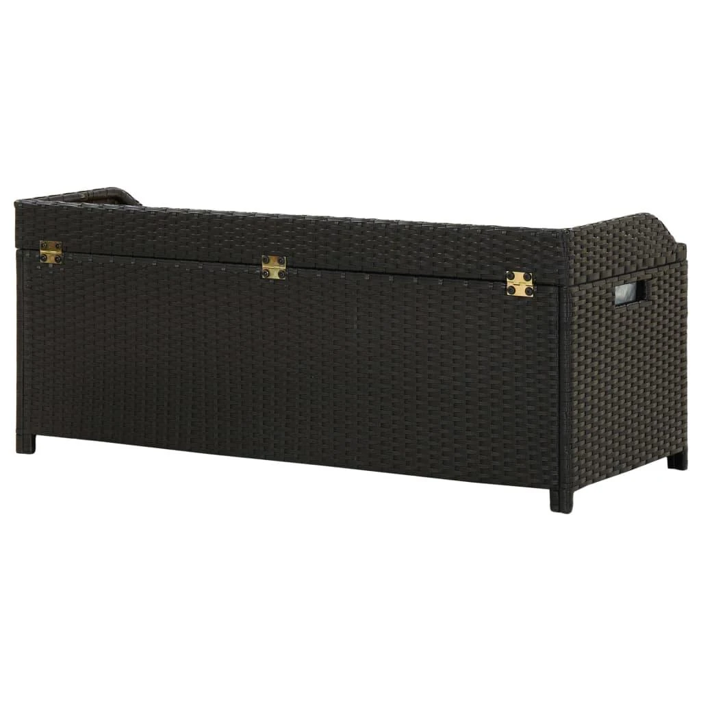 Sodo suoliukas-daiktadėžė, juodos spalvos, 120cm, poliratanas
