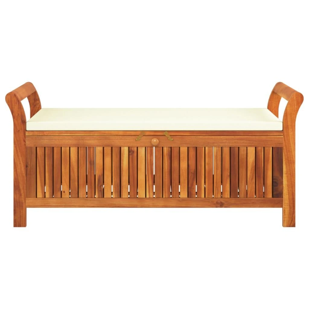 Sodo suoliukas-daiktadėžė su pagalvėle, 126cm, akacijos masyvas