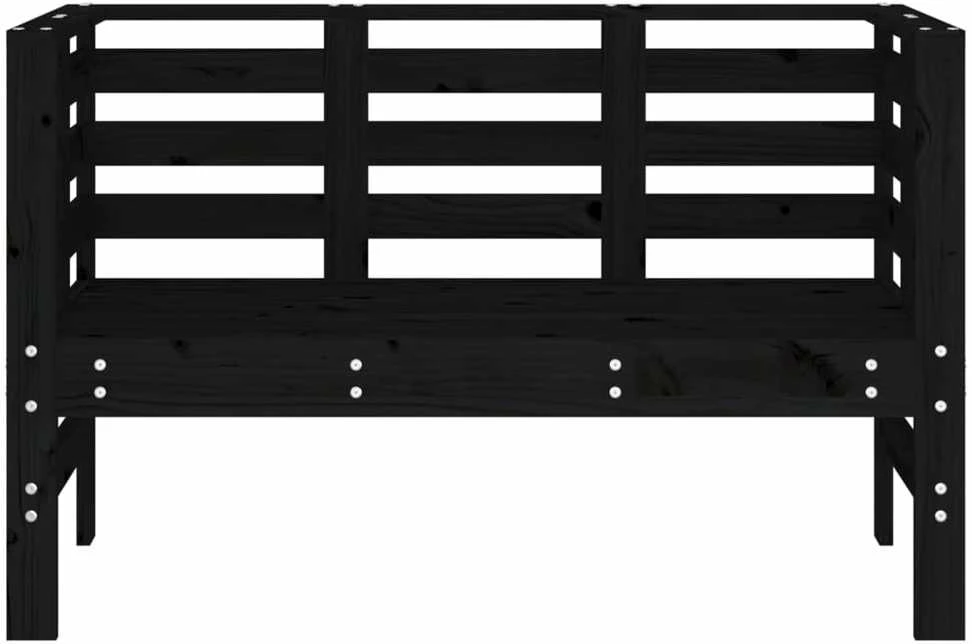 Sodo suoliukas, juodas, 111,5x53x71cm, pušies medienos masyvas