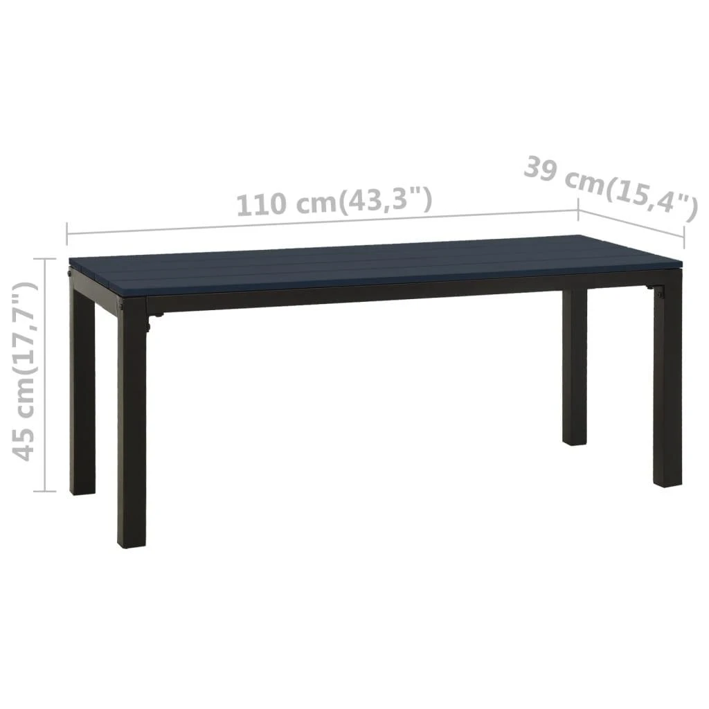 Sodo suoliukas, juodos spalvos, 110cm, plienas ir WPC