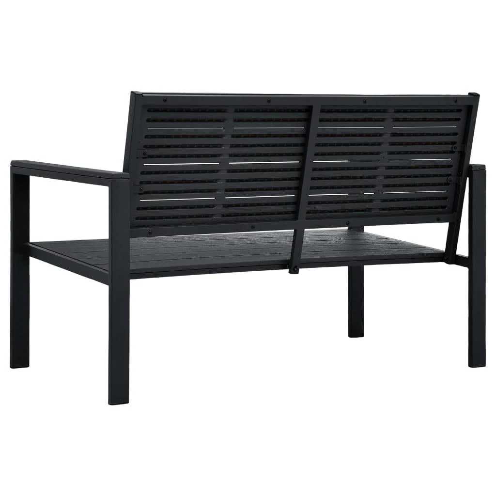 Sodo suoliukas, juodos spalvos, 120cm, HDPE, medienos imitacija