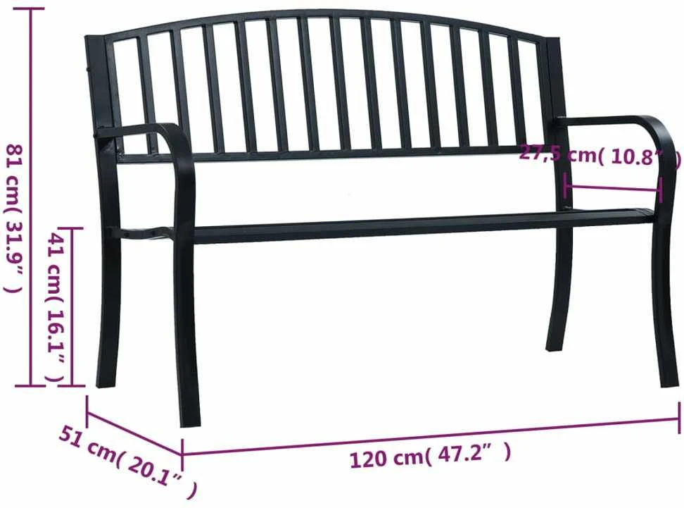 Sodo suoliukas, juodos spalvos, 120cm, plienas