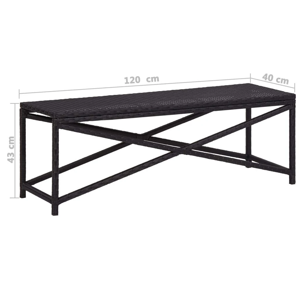 Sodo suoliukas, juodos spalvos, 120cm, poliratanas