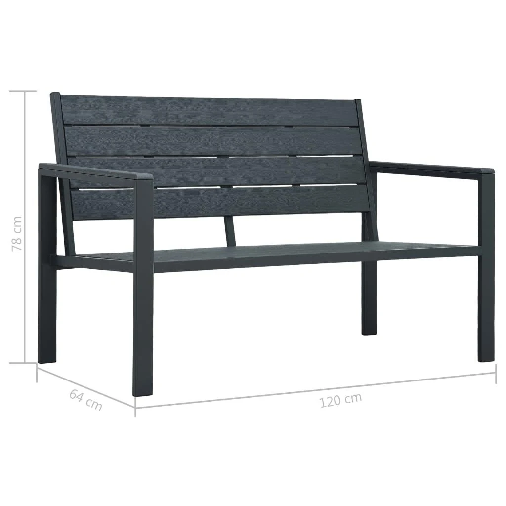 Sodo suoliukas, pilkos spalvos, 120cm, HDPE, medienos imitacija