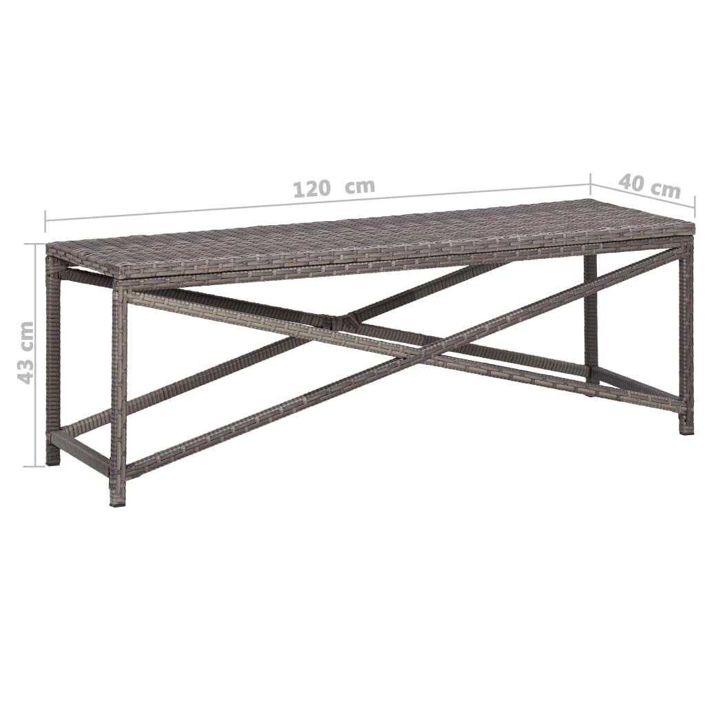 Sodo suoliukas, pilkos spalvos, 120cm, poliratanas