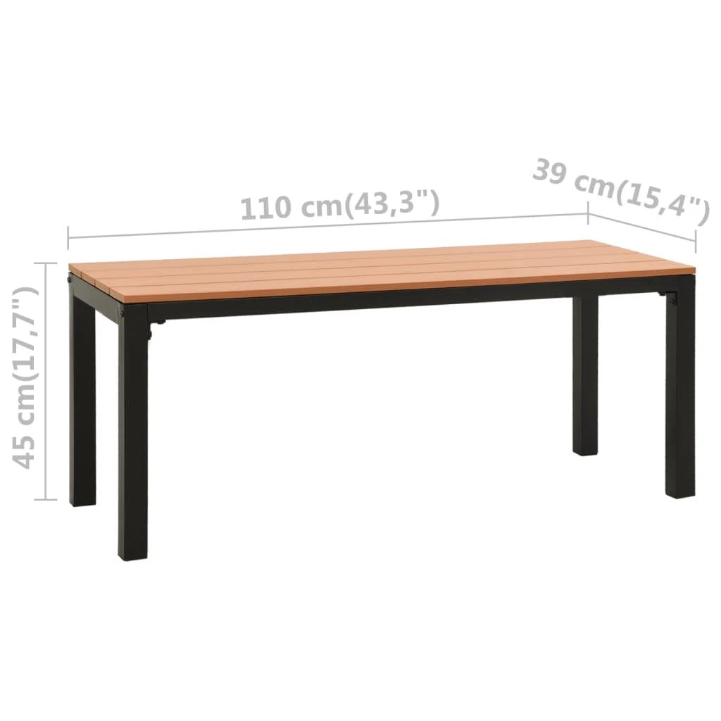Sodo suoliukas, rudos/juodos spalvos, 110cm, plienas ir WPC