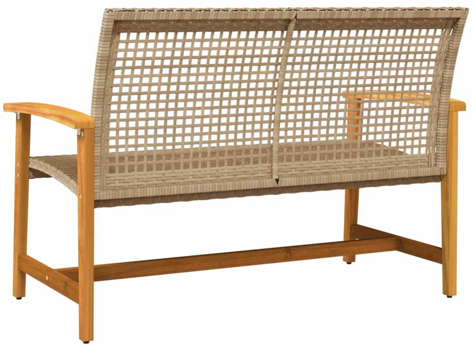 Sodo suoliukas, smėlio, 112cm, poliratanas ir akacijos mediena
