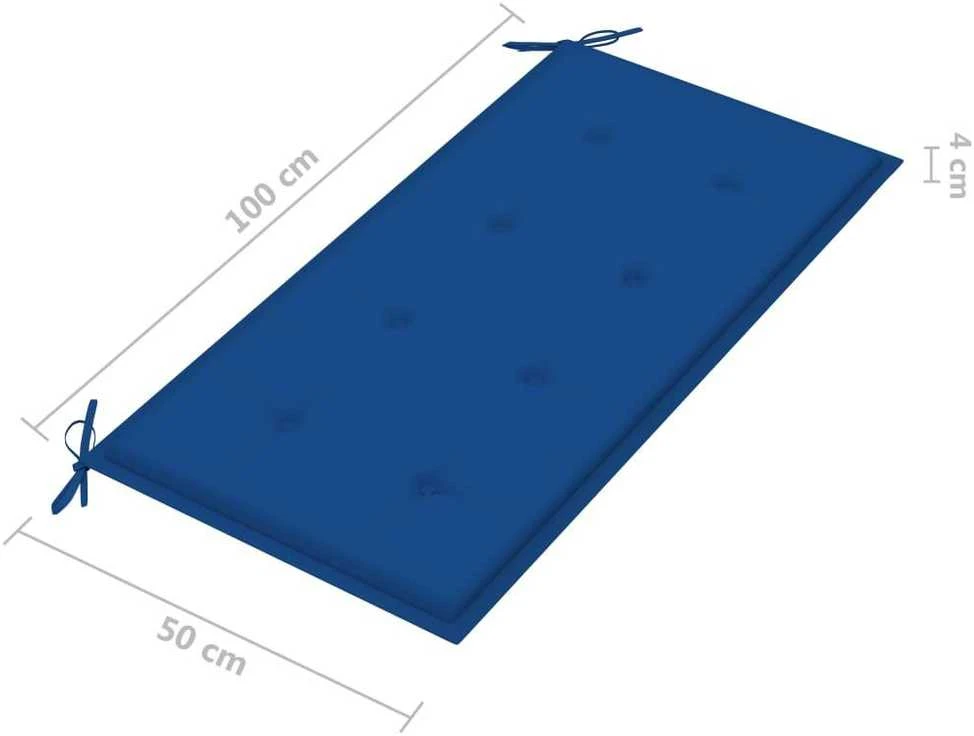 Sodo suoliukas su karališka mėlyna pagalvėle, 112cm, tikmedis