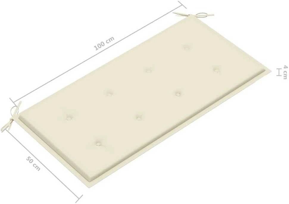 Sodo suoliukas su kremine pagalvėle, 112cm, tikmedžio masyvas