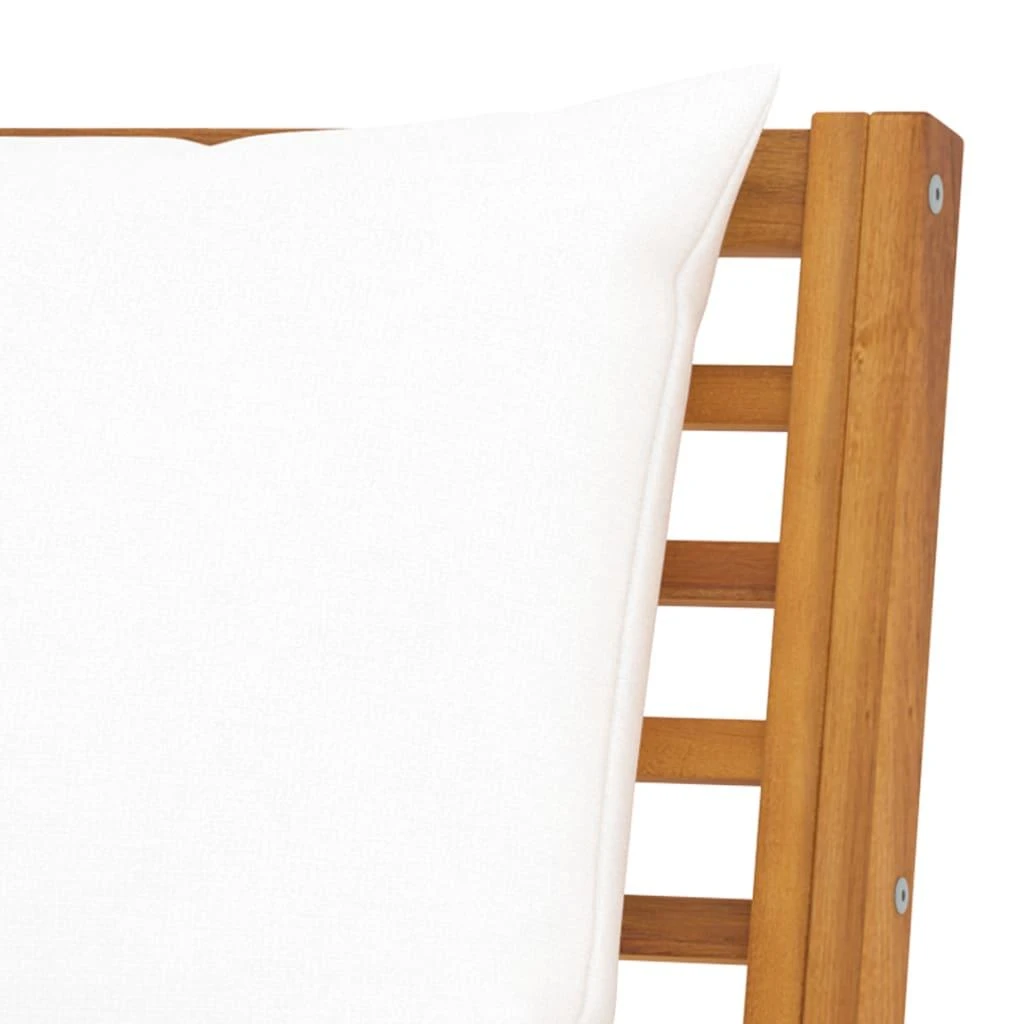 Sodo suoliukas su kreminėmis pagalvėlėmis, 114,5cm, akacija