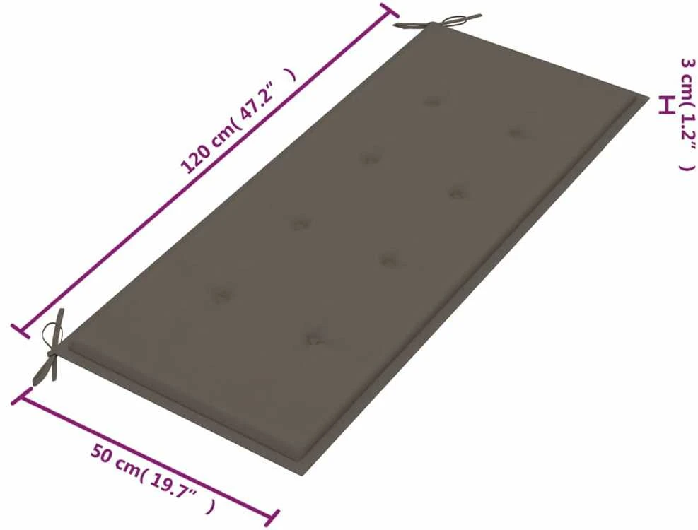 Sodo suoliukas su pagalvėle, 120cm, akacijos medienos masyvas
