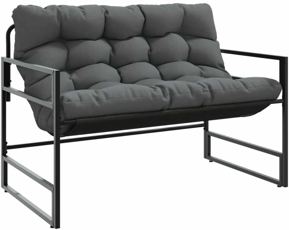 Sodo suoliukas su pagalvėle, antracito spalvos, 113cm, plienas