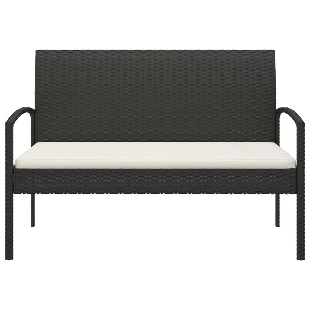 Sodo suoliukas su pagalvėle, juodas, 105cm, poliratanas