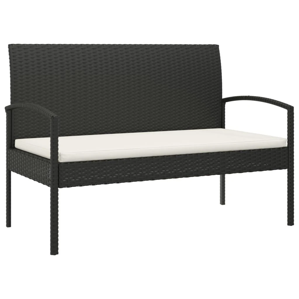 Sodo suoliukas su pagalvėle, juodas, 105cm, poliratanas