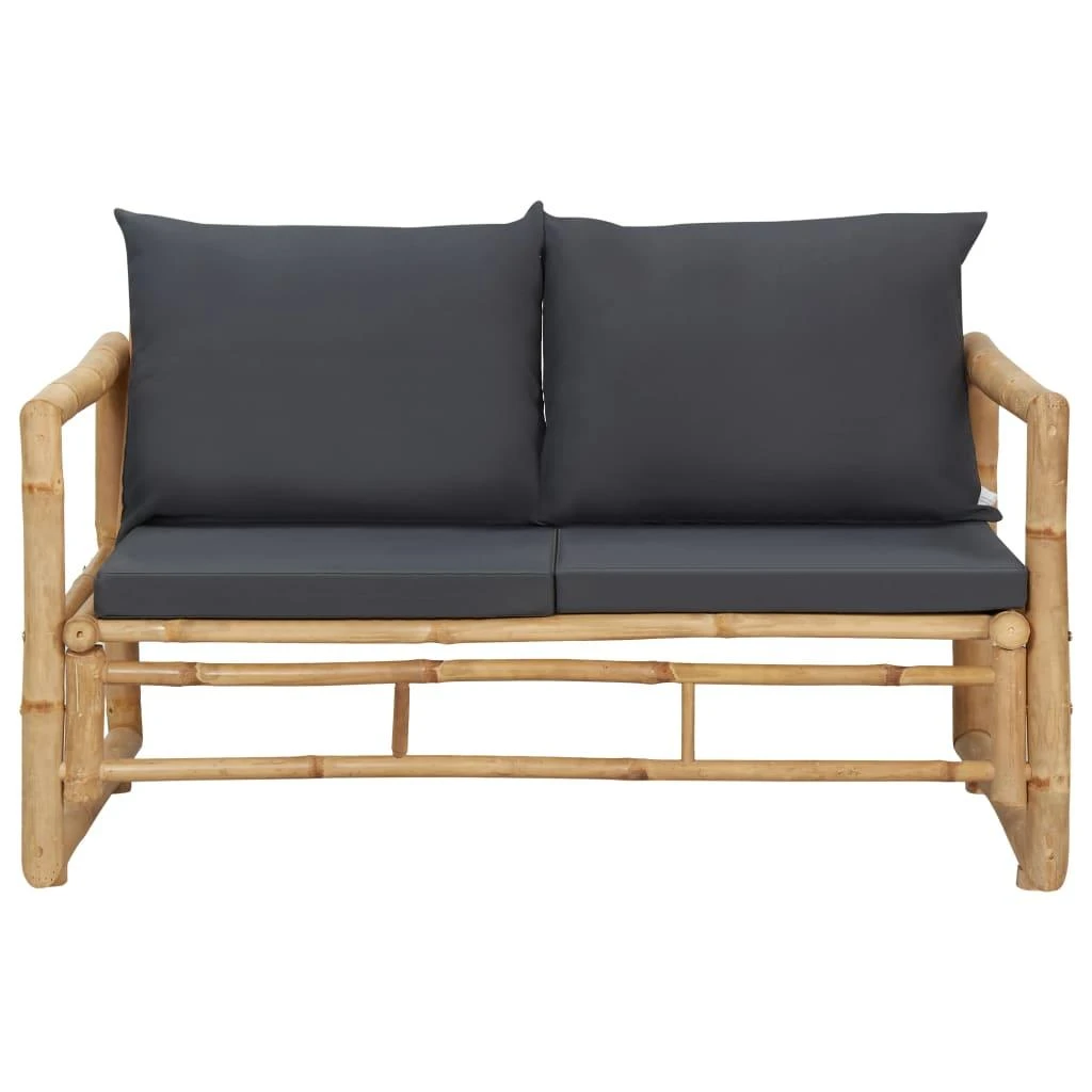 Sodo suoliukas su pagalvėlėmis, 115 cm, bambukas