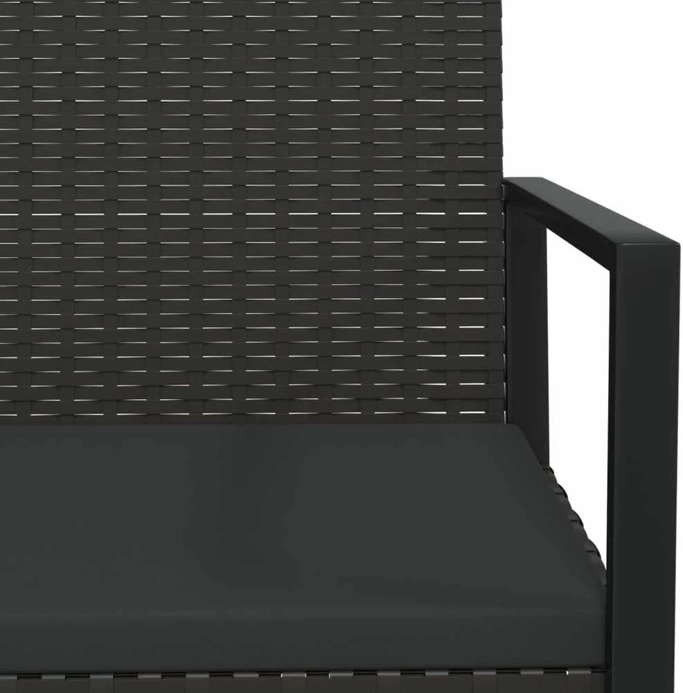 Sodo suoliukas su pagalvėlėmis, juodas, 106cm, poliratanas