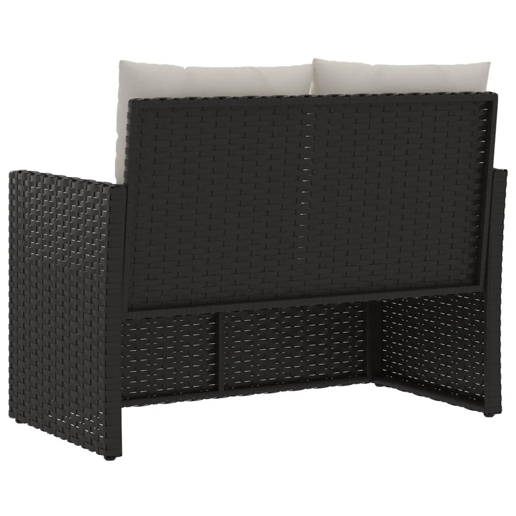 Sodo suoliukas su pagalvėlėmis, juodas, 105cm, poliratanas