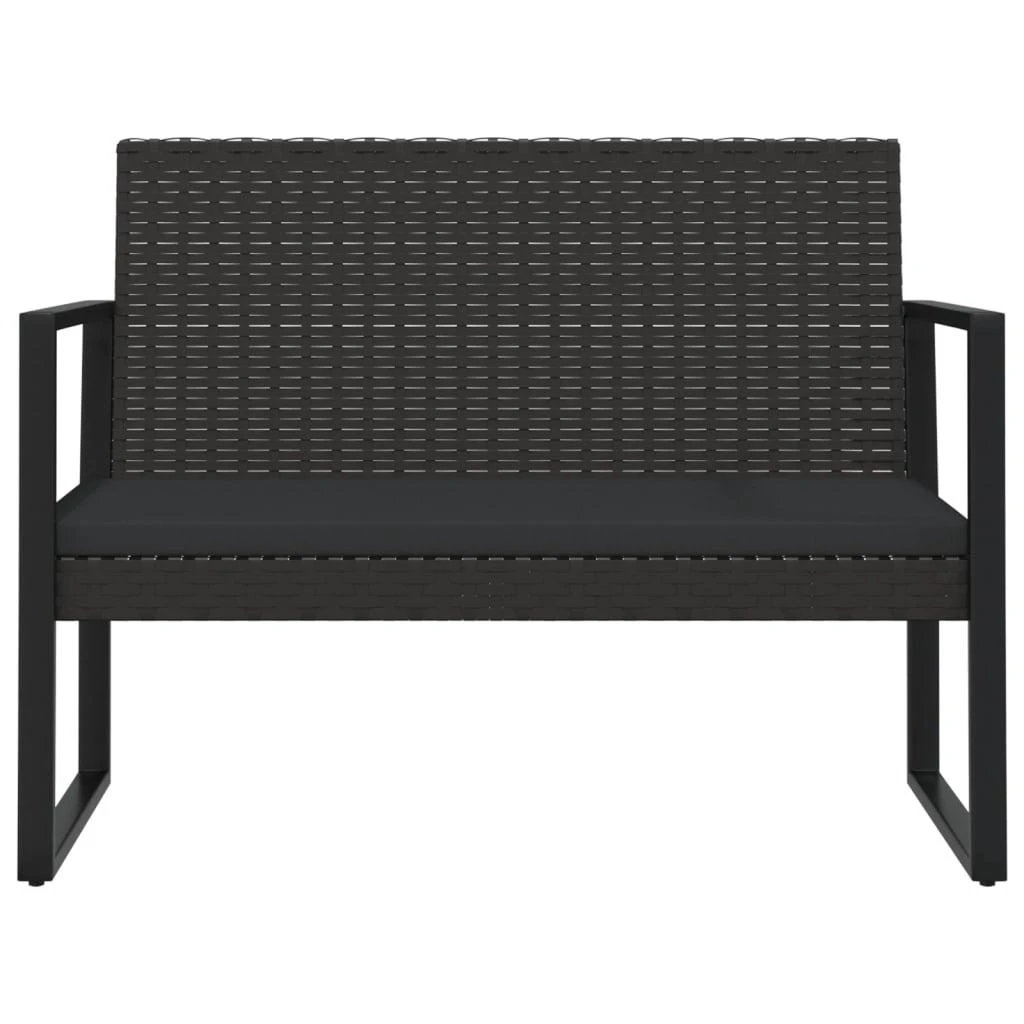 Sodo suoliukas su pagalvėlėmis, juodas, 106cm, poliratanas
