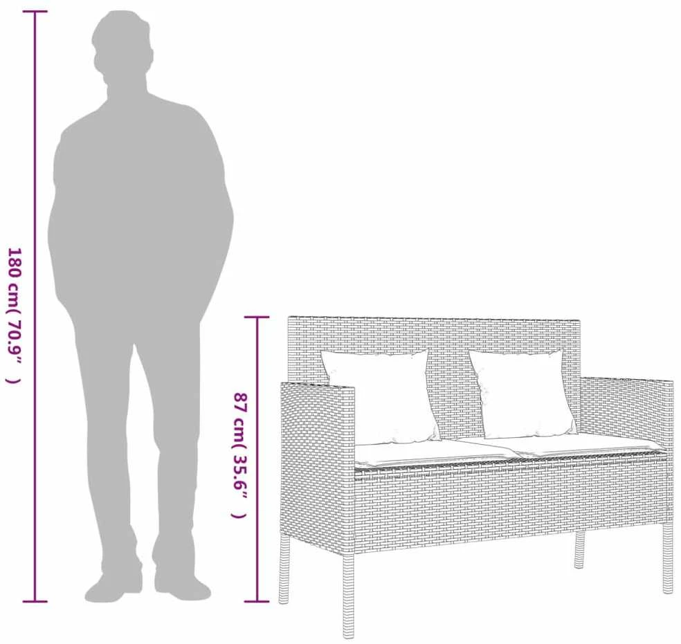 Sodo suoliukas su pagalvėlėmis, juodos spalvos, poliratanas