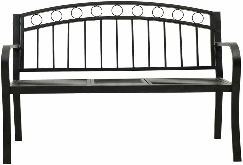 Sodo suoliukas su staliuku, juodos spalvos, 120cm, plienas
