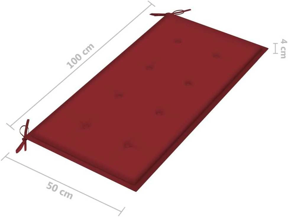 Sodo suoliukas su vyno raudona pagalvėle, 112cm, tikmedis