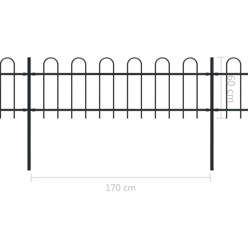 Sodo tvora su apvaliais viršug., juoda, 13,6x0,6 m, plienas