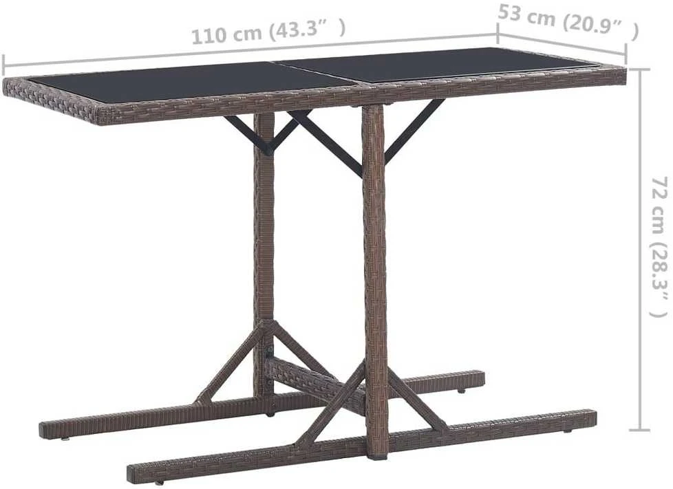 Lauko baldų komplektas Sodo valgomojo baldų komplektas, 3 dalių, rudos spalvos