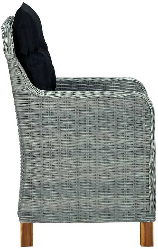Lauko baldų komplektas Sodo valgomojo baldų komplektas, 3 dalių, šviesiai pilkas