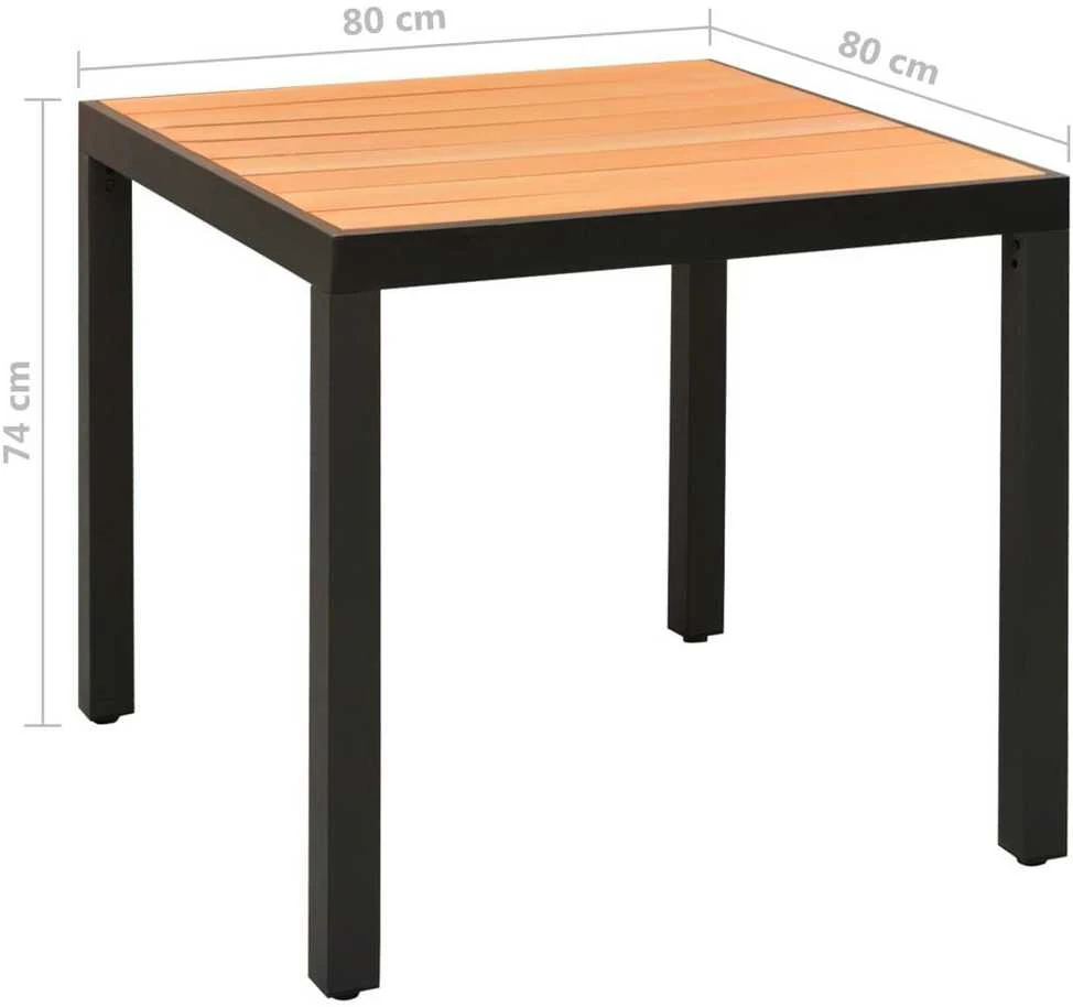Lauko baldų komplektas Sodo valgomojo baldų komplektas, 5 dalių, juodas, aliuminis