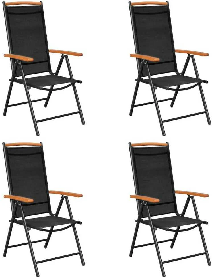Lauko baldų komplektas Sodo valgomojo baldų komplektas, 5 dalių, juodas, aliuminis
