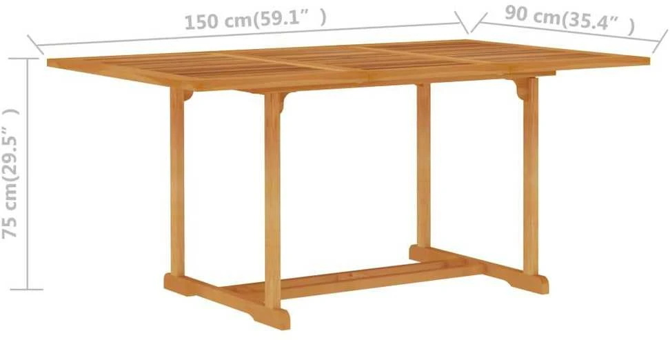 Lauko baldų komplektas Sodo valgomojo baldų komplektas, 5 dalių, tikmedžio masyvas