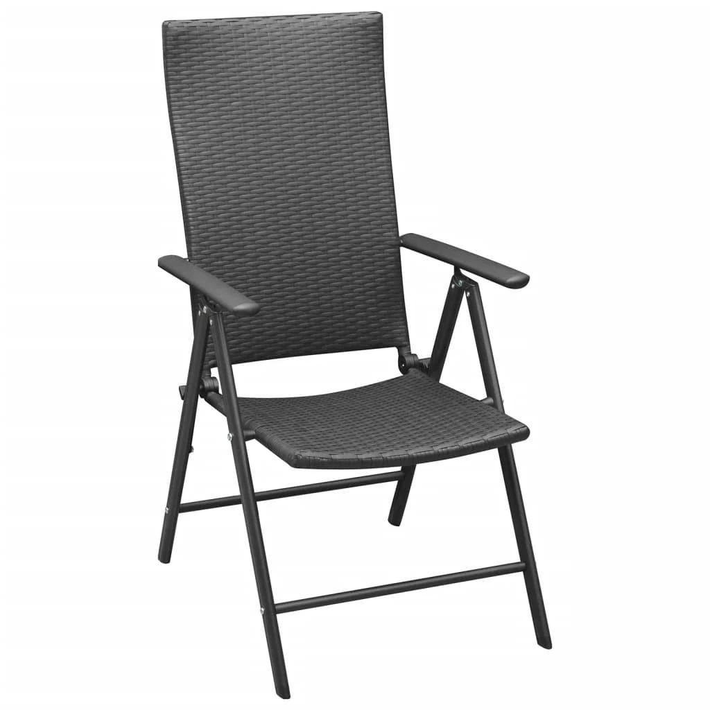 Lauko baldų komplektas Sodo valgomojo baldų komplektas, 5 dalių, juodas, poliratanas