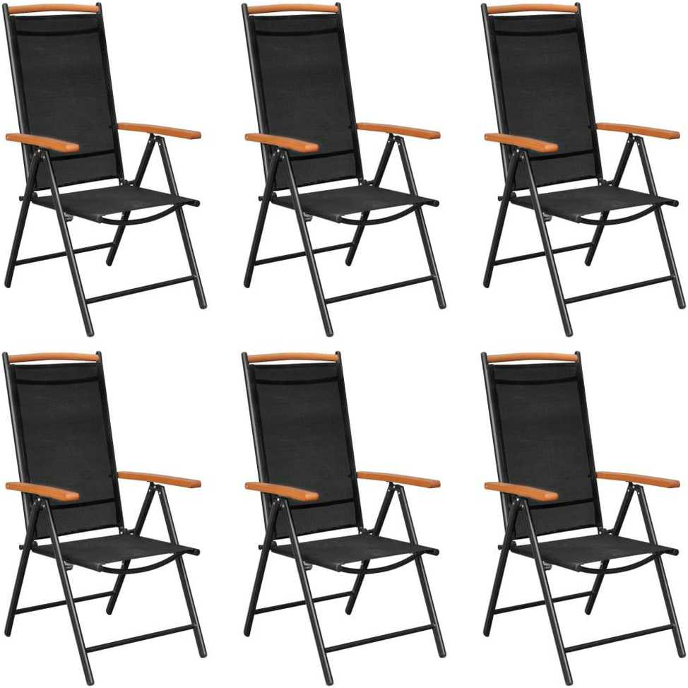 Lauko baldų komplektas Sodo valgomojo baldų komplektas, 7 dalių, juodas, aliuminis