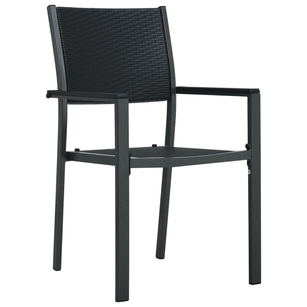 Lauko baldų komplektas Sodo valgomojo baldų komplektas, 7 dalių, juodas ir baltas