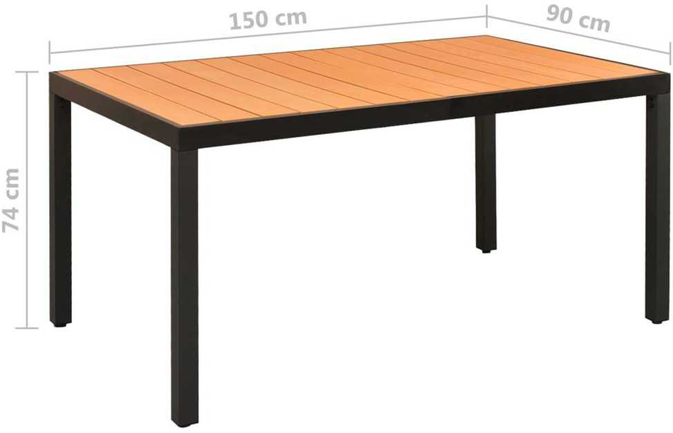 Lauko baldų komplektas Sodo valgomojo baldų komplektas, 7 dalių, juodas, aliuminis