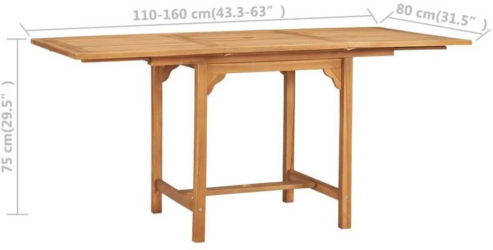 Lauko baldų komplektas Sodo valgomojo baldų komplektas, 7d., tikmedžio masyvas