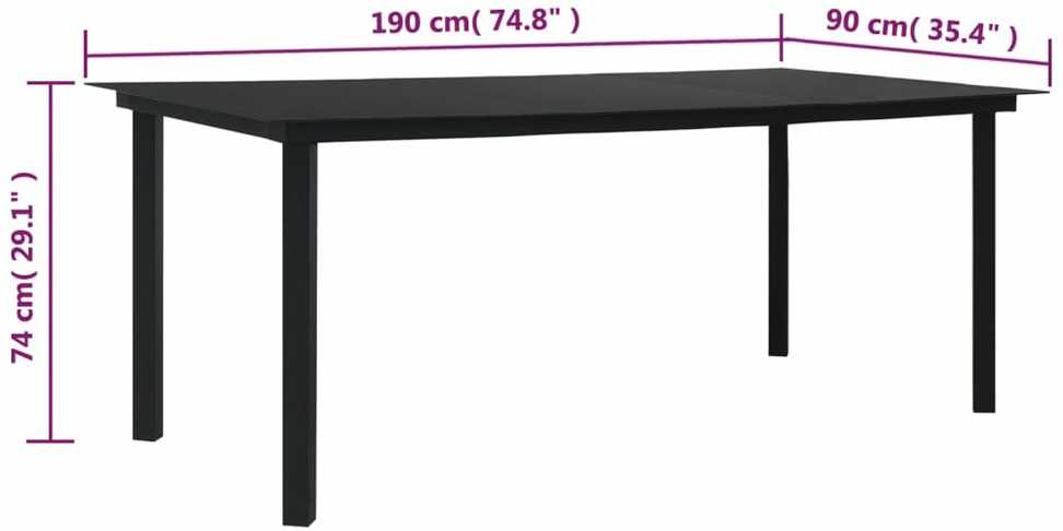 Sodo valgomojo baldų komplektas, 9 dalių, juodas, PVC ratanas