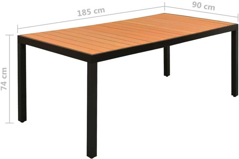 Lauko baldų komplektas Sodo valgomojo baldų komplektas, 9 dalių, juodas, aluminis