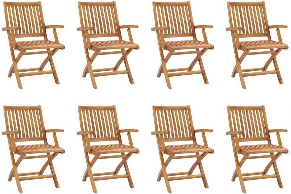 Lauko baldų komplektas Sodo valgomojo baldų komplektas, 9 dalių, tikmedžio masyvas
