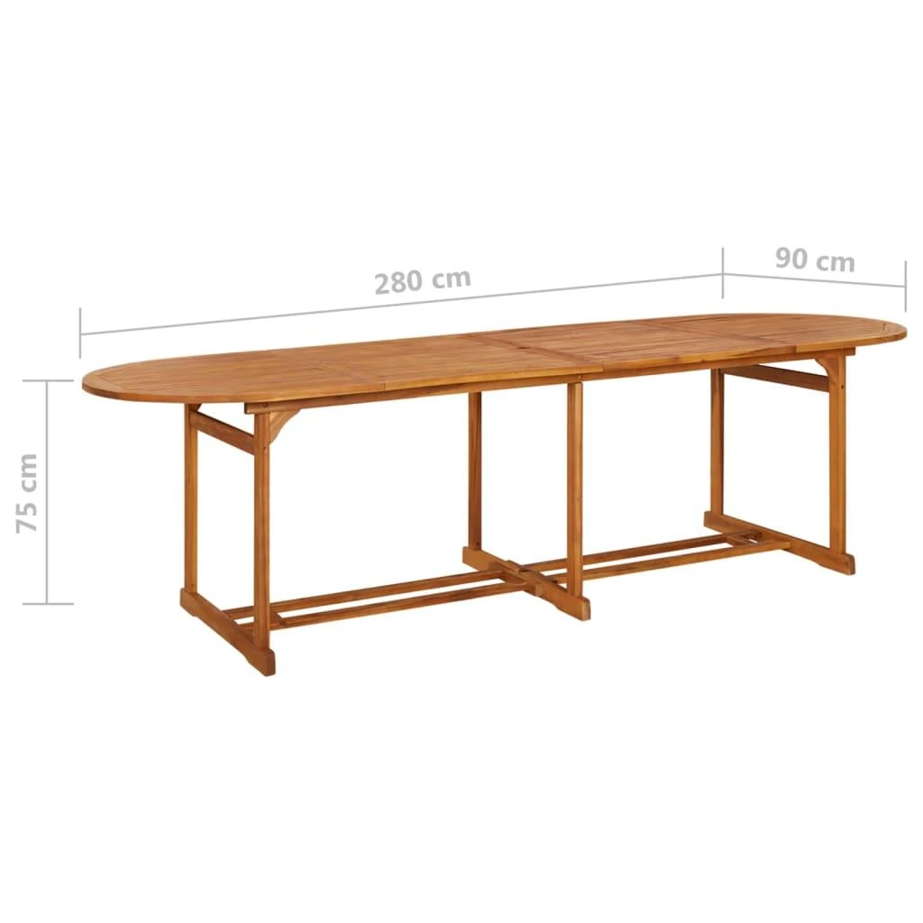 Lauko baldų komplektas Sodo valgomojo komplektas, 11 dalių, 280x90x75 cm, akacija