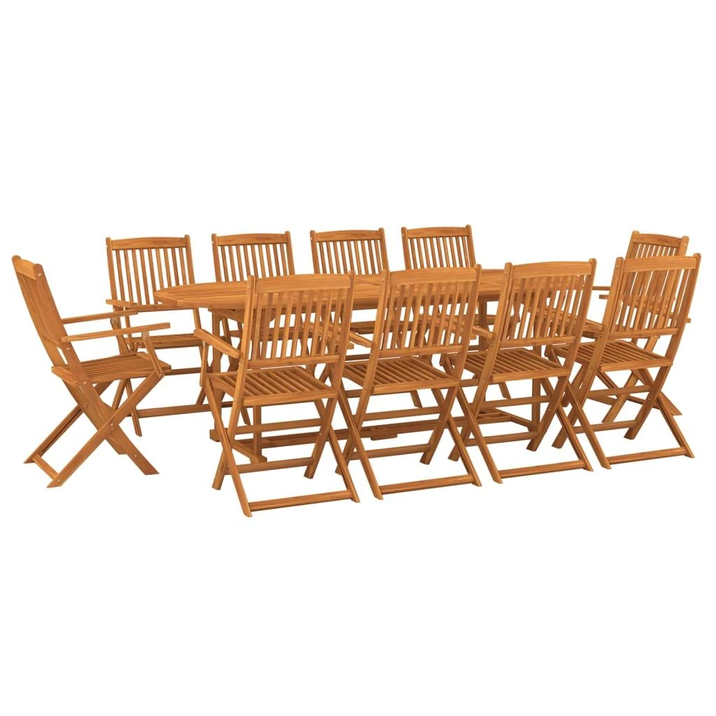 Lauko baldų komplektas Sodo valgomojo komplektas, 11 dalių, 220x90x75 cm, akacija