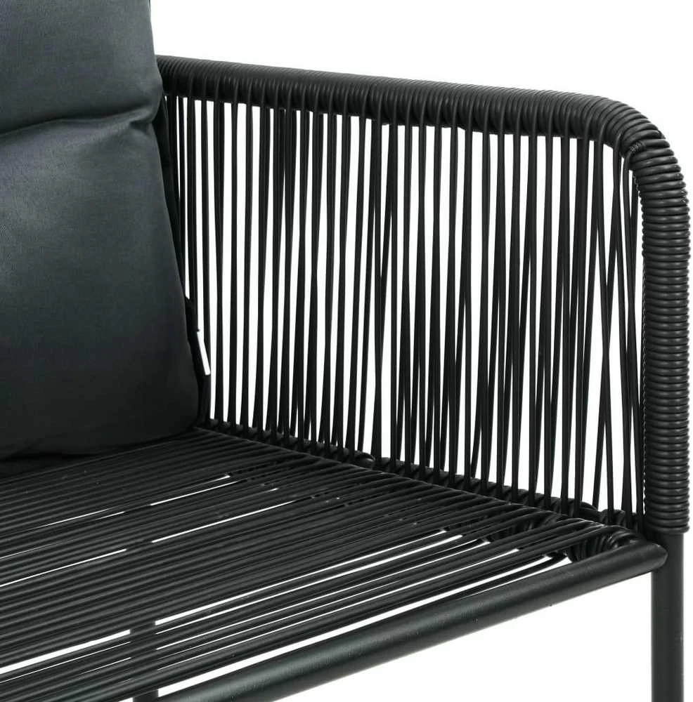 Lauko baldų komplektas Sodo valgomojo komplektas, 3 dalių, juodas/rudas, PVC ratanas