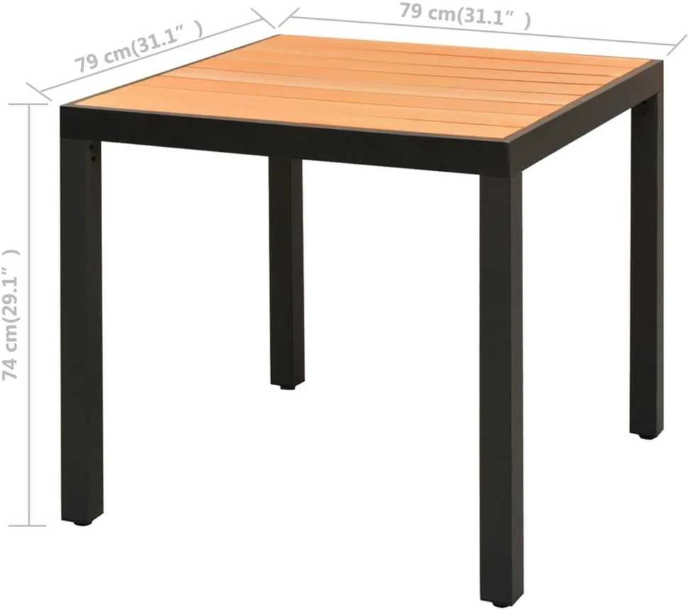 Lauko baldų komplektas Sodo valgomojo komplektas, 3 dalių, juodas/rudas, PVC ratanas