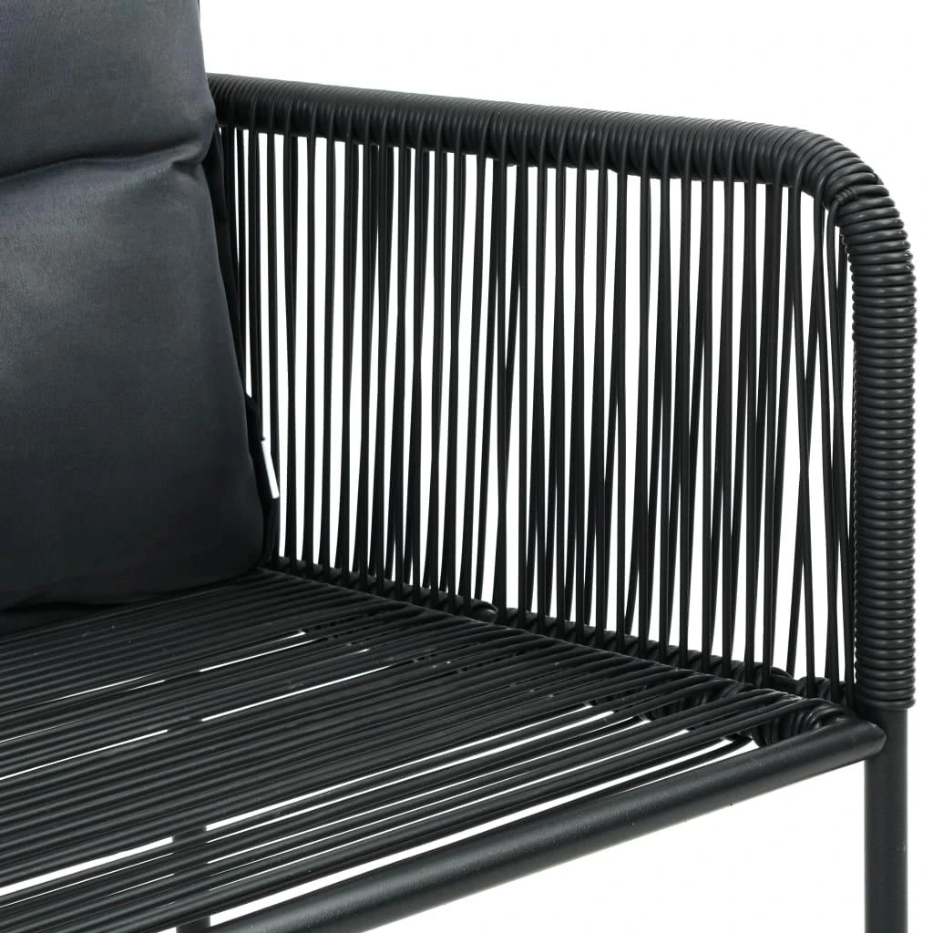 Lauko baldų komplektas Sodo valgomojo komplektas, 3 dalių, juodas, PVC ratanas