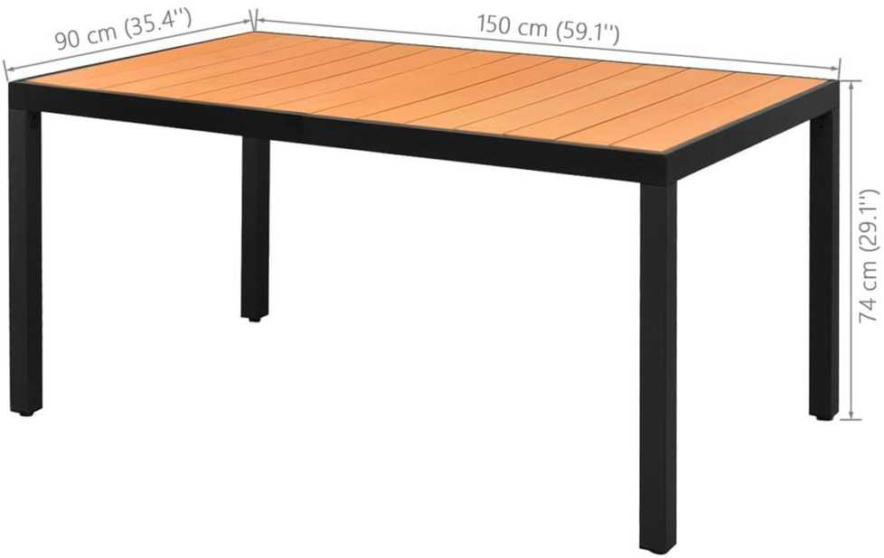 Lauko baldų komplektas Sodo valgomojo komplektas, 5 dalių, juodas/rudas, PVC ratanas