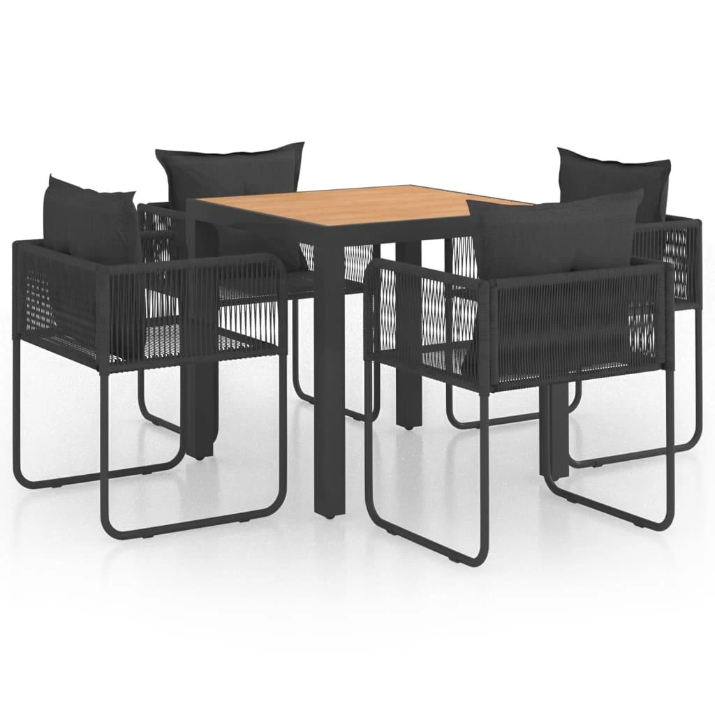 Lauko baldų komplektas Sodo valgomojo komplektas, 5 dalių, juodas/rudas, PVC ratanas
