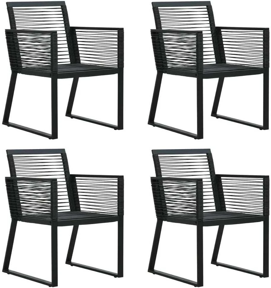 Lauko baldų komplektas Sodo valgomojo komplektas, 5 dalių, juodas, PVC ratanas