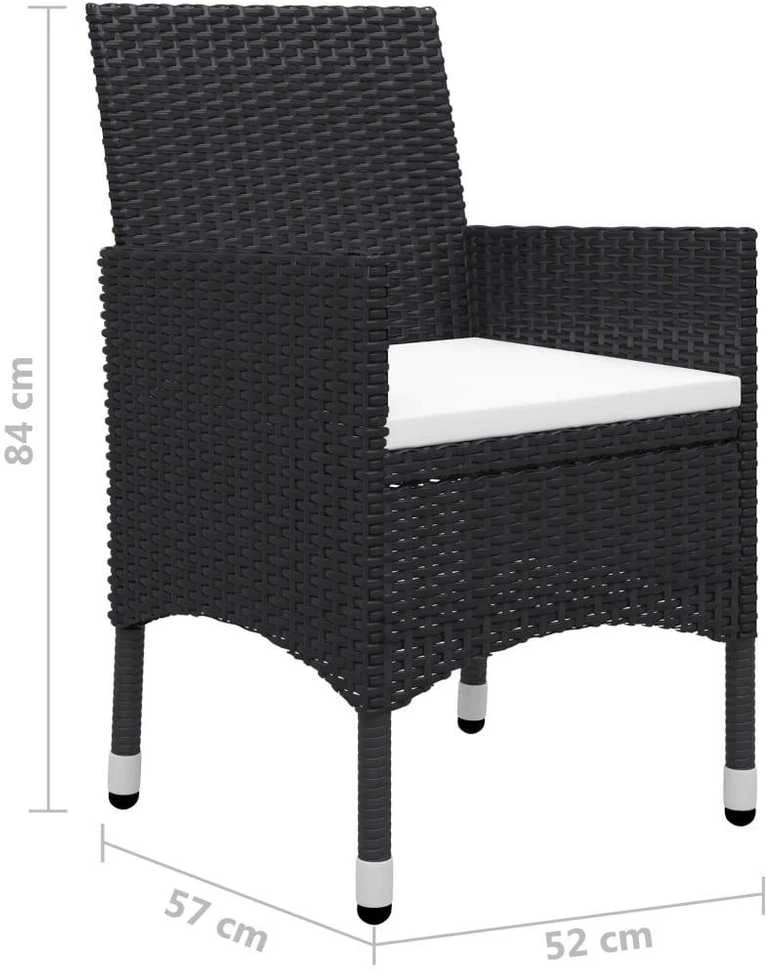 Lauko baldų komplektas Sodo valgomojo komplektas, 5 dalių, juodas (147876+2x46065)